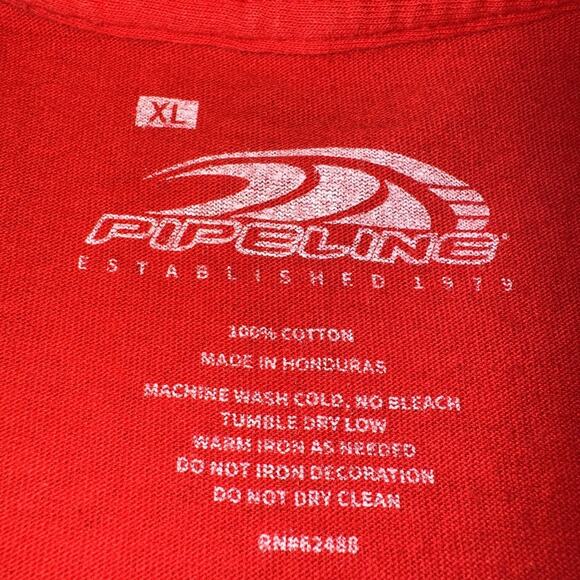 PIPELINE MENS XL HAWAIIAN SHARK CHRISTMAS GRAPHIC T-SHIRT RED COTTON - Picture 3 of 8